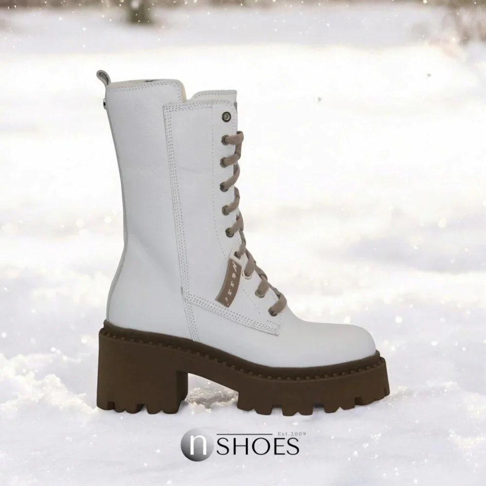 Women’s White Winter Boots Nessi 23535 bialy in Genuine Leather