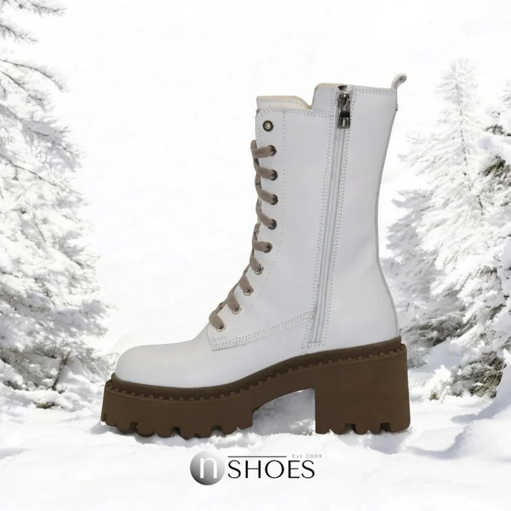 Women’s White Winter Boots Nessi 23535 bialy in Genuine Leather