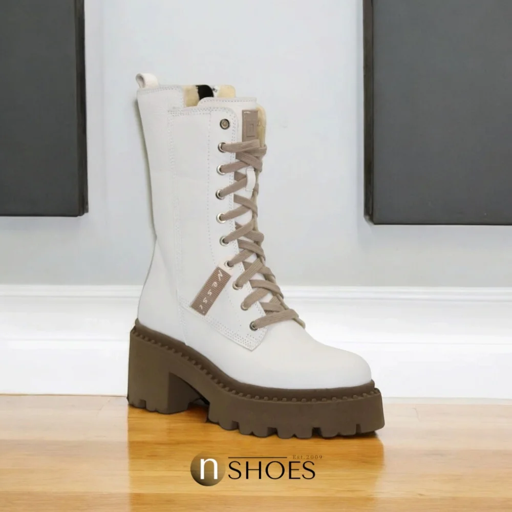 Women’s White Winter Boots Nessi 23535 bialy in Genuine Leather