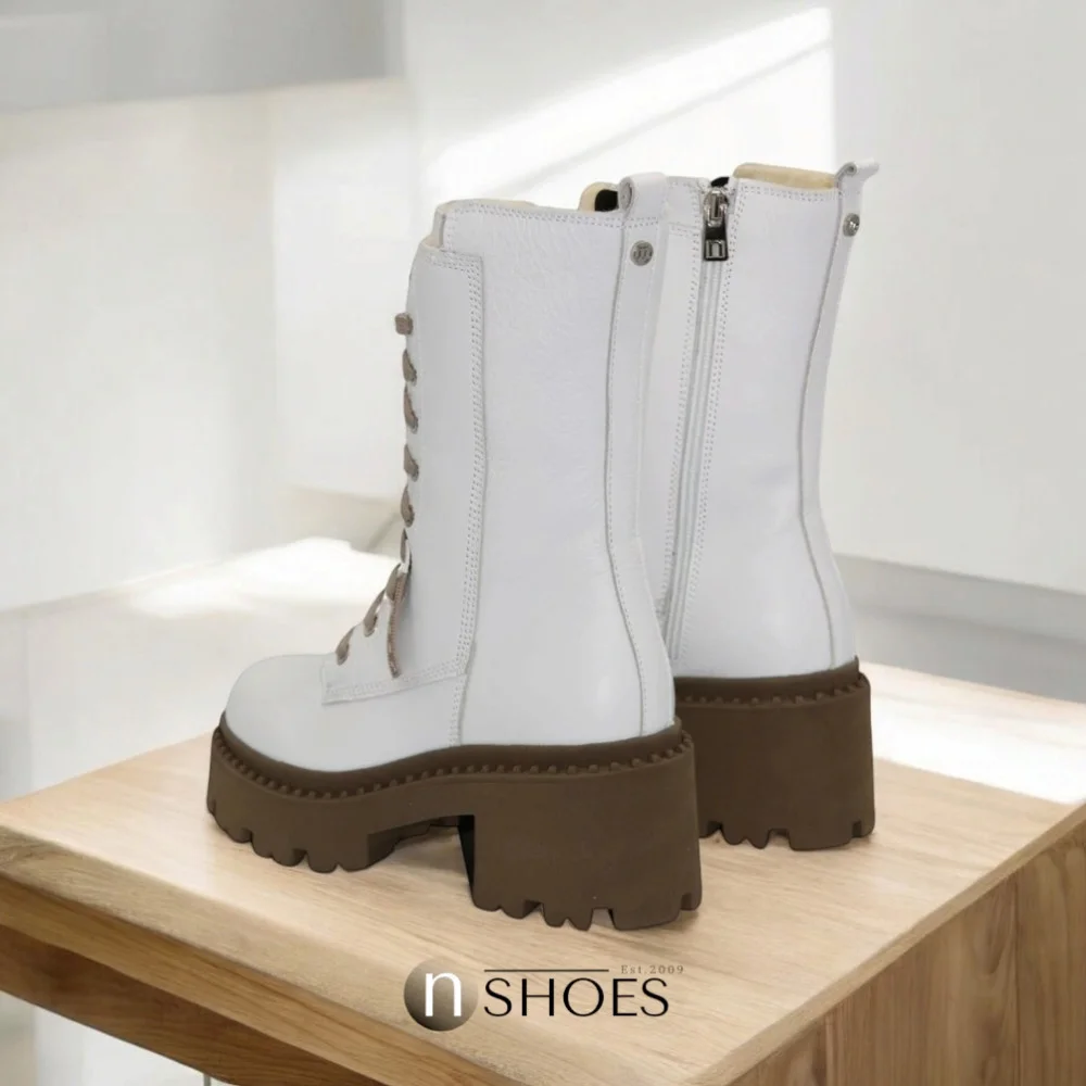 Women’s White Winter Boots Nessi 23535 bialy in Genuine Leather