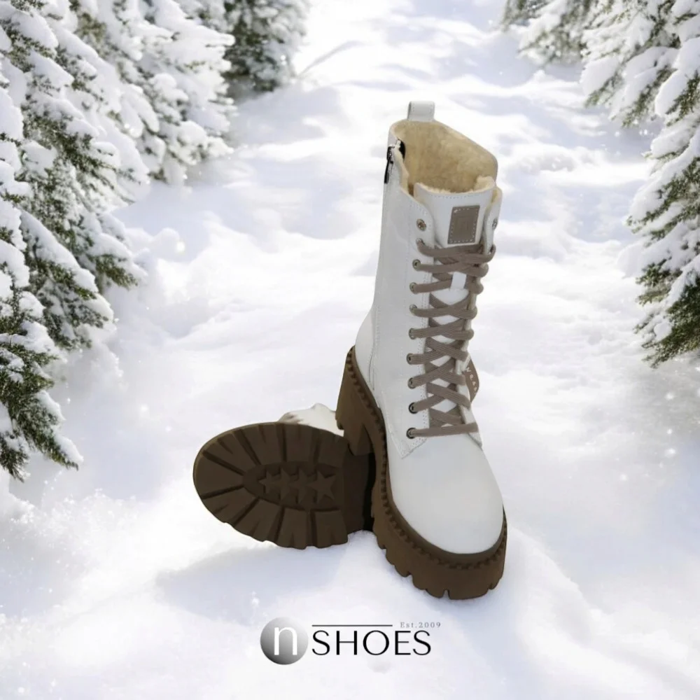 Women’s White Winter Boots Nessi 23535 bialy in Genuine Leather