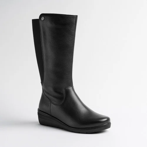 Жіночі чорні шкіряні демісезонні чоботи Go Soft WI23-WARUNA-06 Black 5437 на широку ногу з натуральної шкіри від європейського бренду