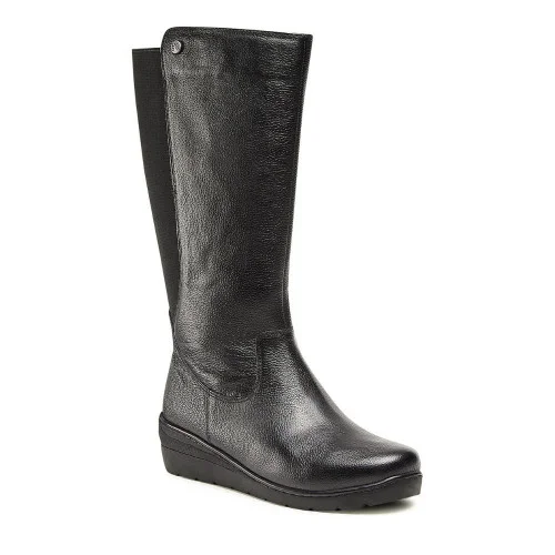 Женские черные кожаные демисезонные сапоги Go Soft WI23-WARUNA-06 Black 5437 на широкую ногу из натуральной кожи от европейского бренда
