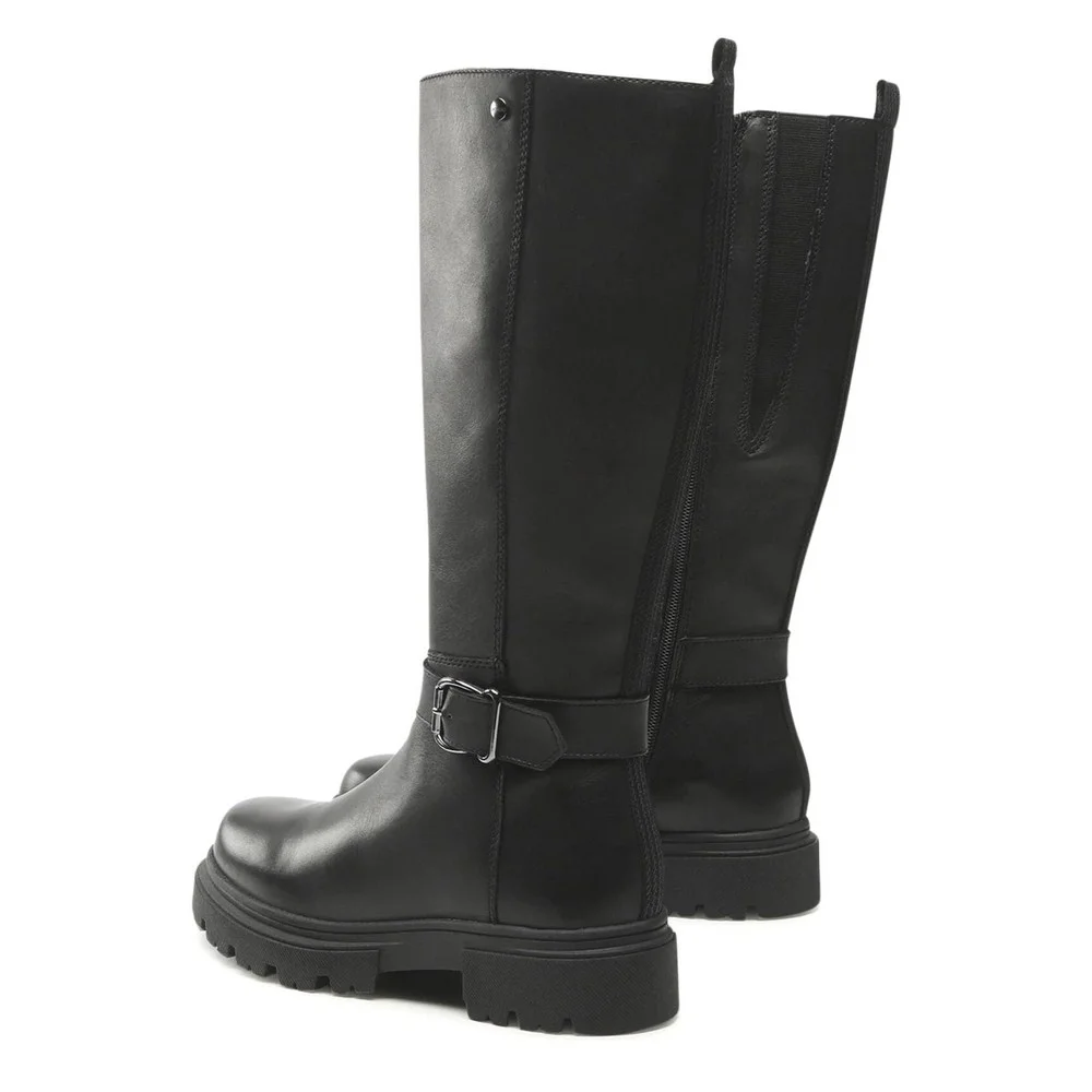 Жіночі чорні шкіряні демісезонні чоботи Lasocki (Польща) модель 5438