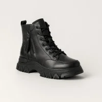 Жіночі модні чорні черевики Lonza 179615 a-23-6510 black 5447 демісезонні зі знижкою з натуральної шкіри