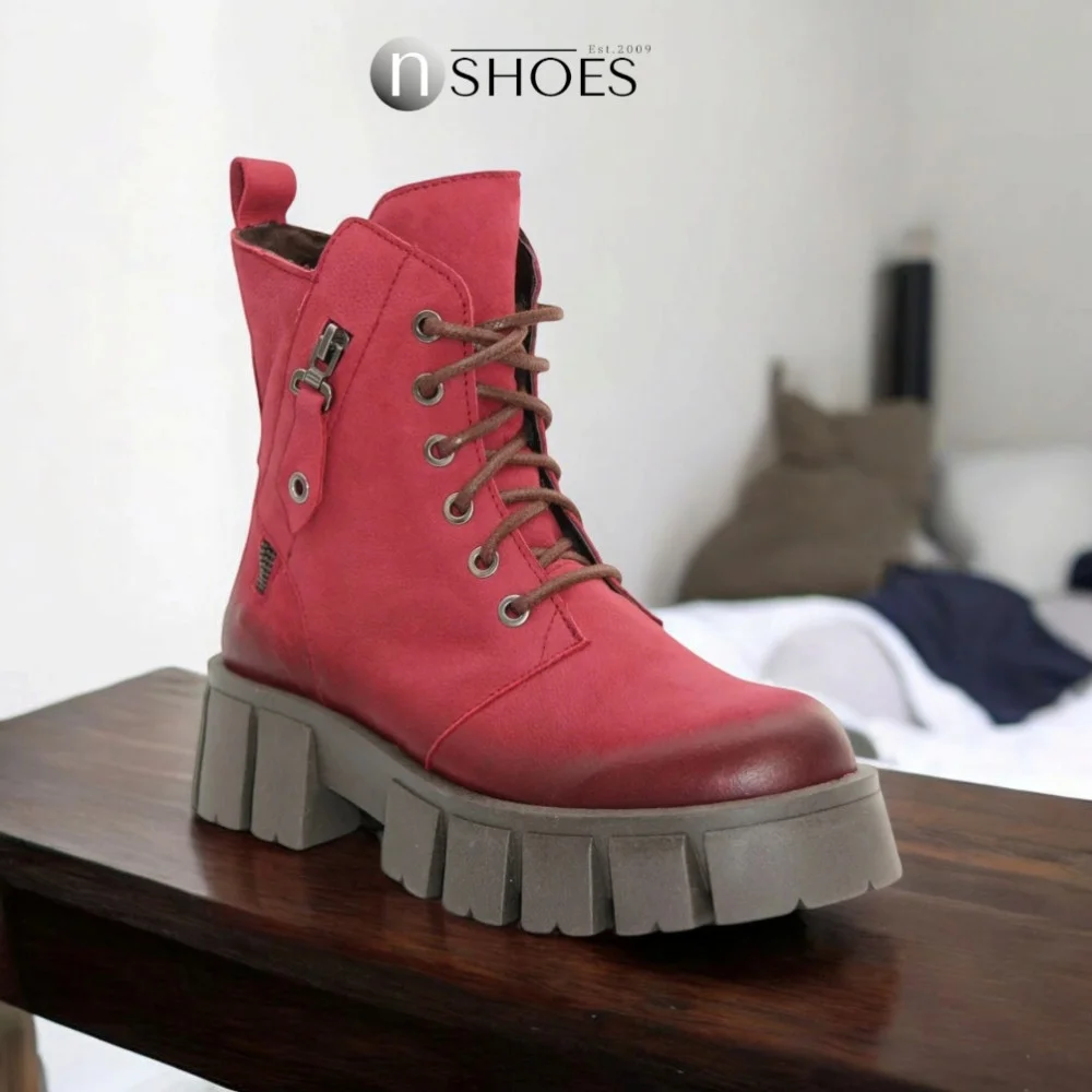 Бордовые зимние ботинки Contes 626 Bordo Flot 5464 из натуральной кожи