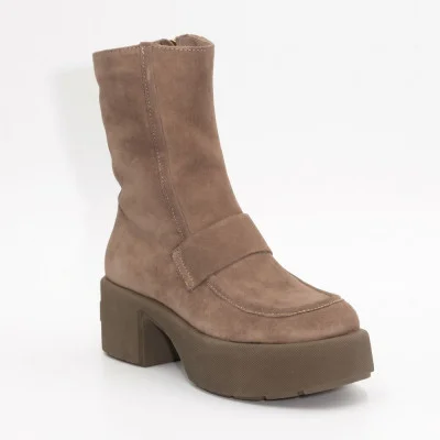 Women's beige winter boots Simen 6415a w.ebano 5465 with heel with discount in genuine leather and genuine wool from Polish factory Women's beige winter boots Simen 6415a w.ebano 5465 with heel with discount in genuine leather and genuine wool from Polish factory