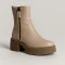 Women's fashionable beige winter boots Simen 6449a ns bez 5466 discount leather boots with genuine wool insulation from Polish factory