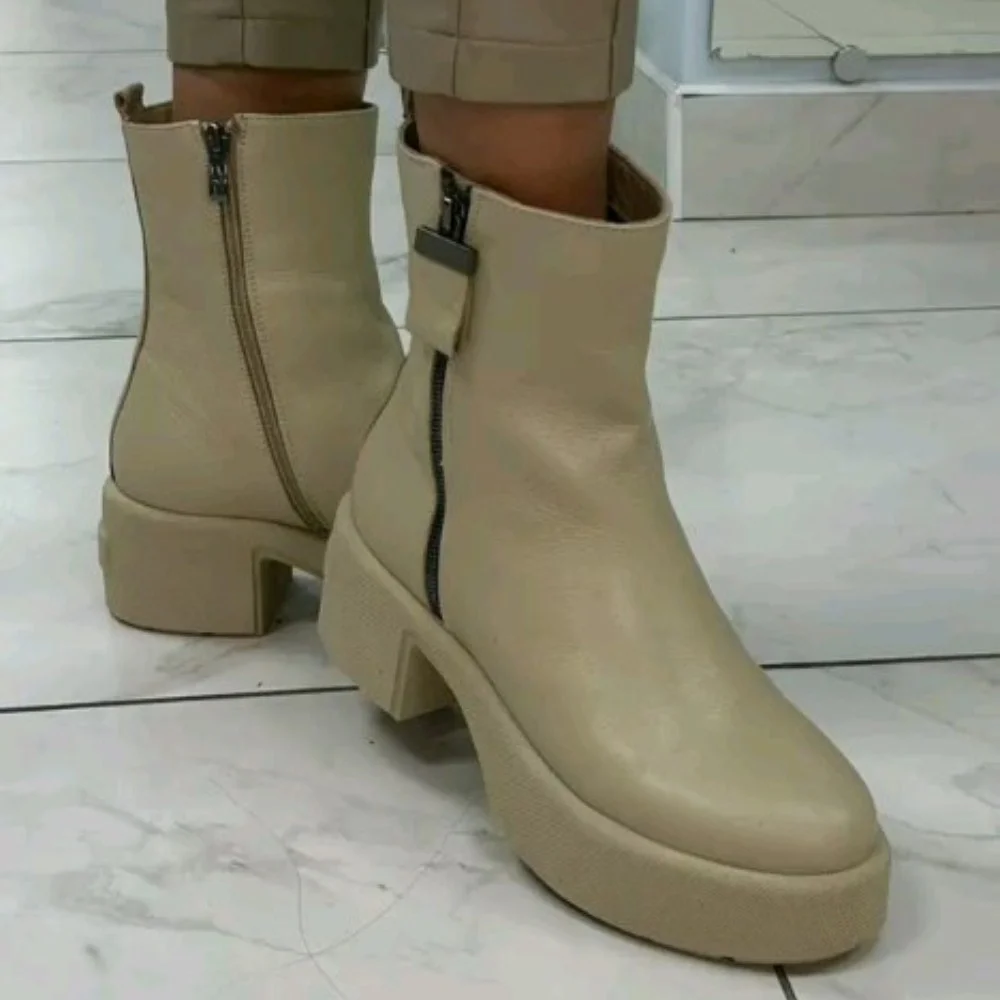 Жіночі модні бежеві зимові черевики Simen 6449a ns bez 5466