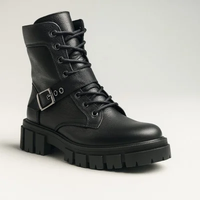 Women's winter black leather boots Steizer z340-2533 5473 with insulation from natural wool upper from natural leather