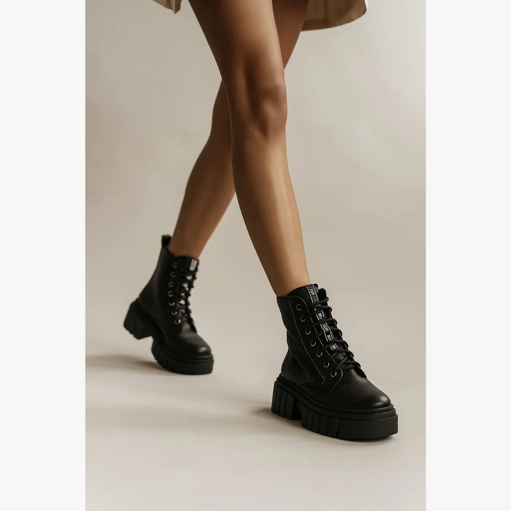 Women’s Black Winter Boots Best But 1279 czarny rau ban in Genuine Leather