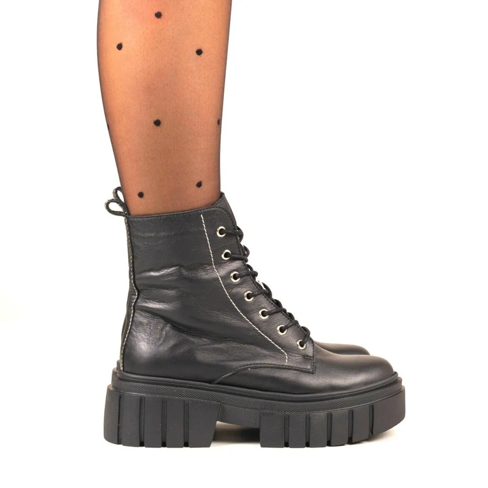 Women’s Black Winter Boots Best But 1279 czarny rau ban in Genuine Leather