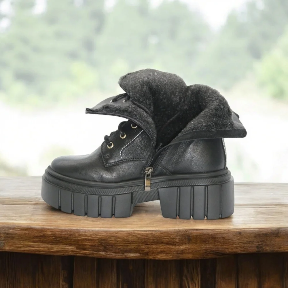 Women’s Black Winter Boots Best But 1279 czarny rau ban in Genuine Leather