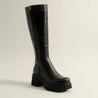 Женские черные кожаные сапоги евро зима Simen 6451a czarny 5496 из натуральной кожи с утеплением из натуральной шерсти от польской фабрики