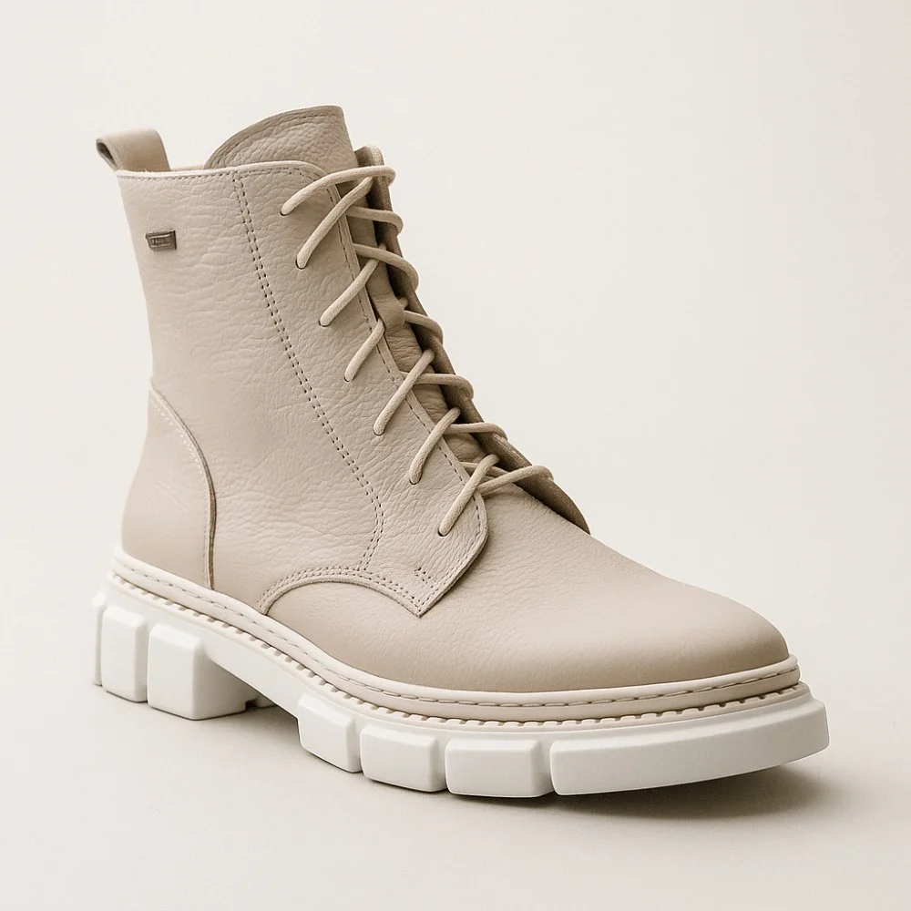 Women’s Beige Winter Boots Helios 549 ecru 10 in Genuine Leather