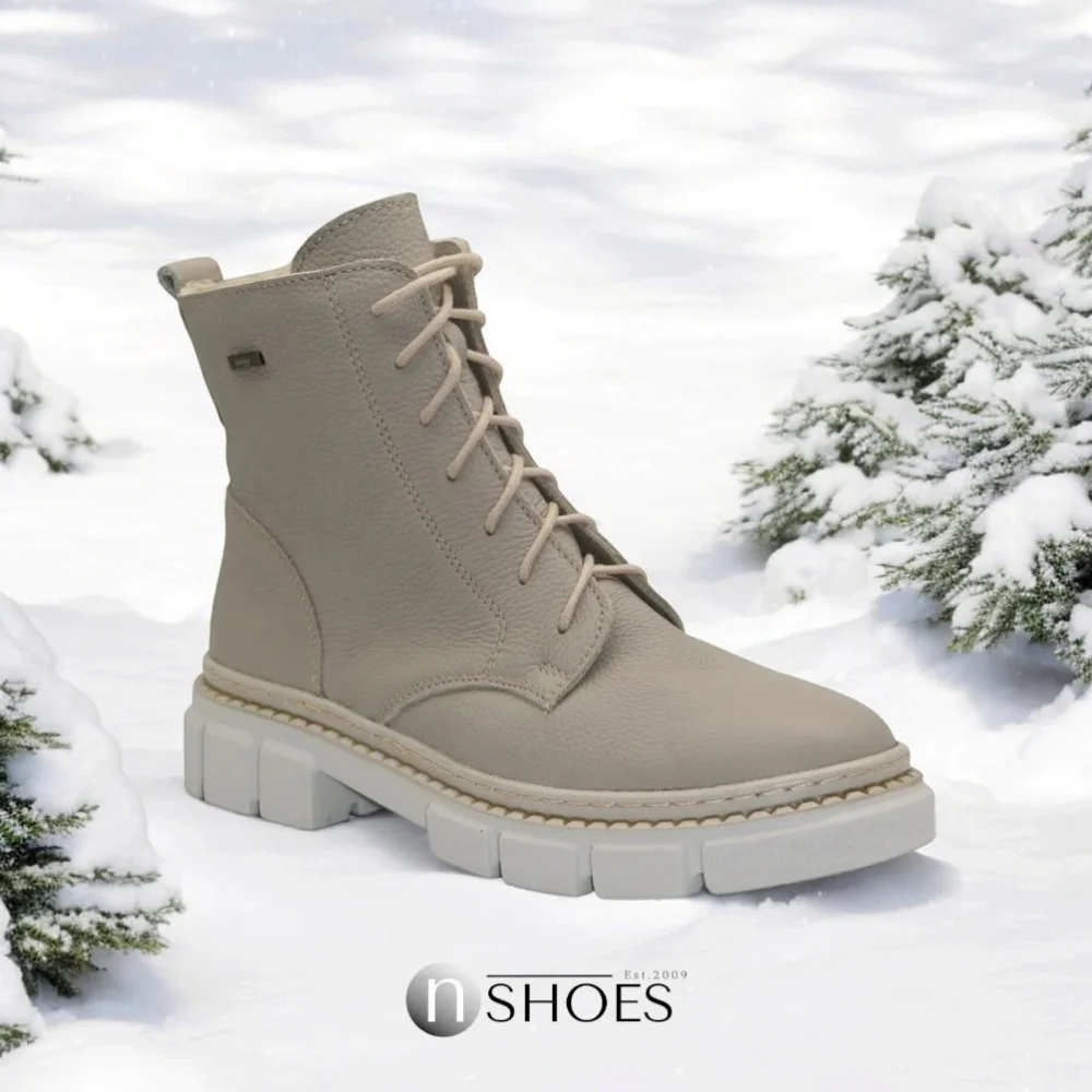 Women’s Beige Winter Boots Helios 549 ecru 10 in Genuine Leather