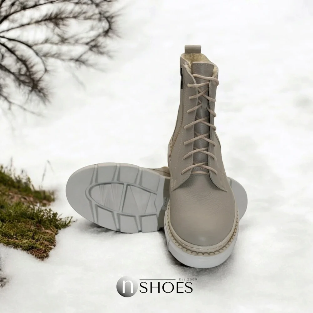 Women’s Beige Winter Boots Helios 549 ecru 10 in Genuine Leather