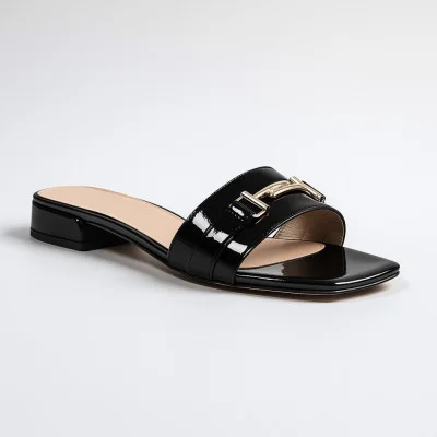Women's black leather slippers Sergio Bardi WYL3486-1Z-SB Black 5530