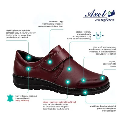 Women's high instep leather shoes Axel 1705 Rubin+Stretch 5540