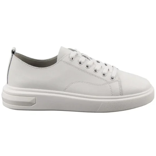 Женские белые кожаные кеды Lonza 182357 LA23-113-1 WHITE 5553