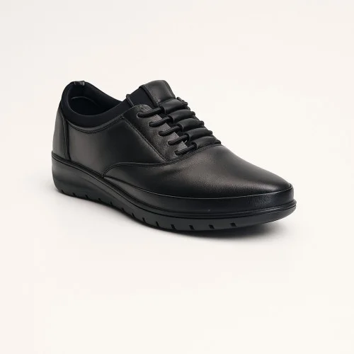 Women's leather black moccasins Anna Lucci 192758 184870 22187 SIYAH DERI BLACK 5561 made of genuine leather from a Turkish factory