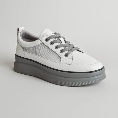 Women's white leather loafers Lonza 185616 ML-8962-11W WHITEGREY 5567