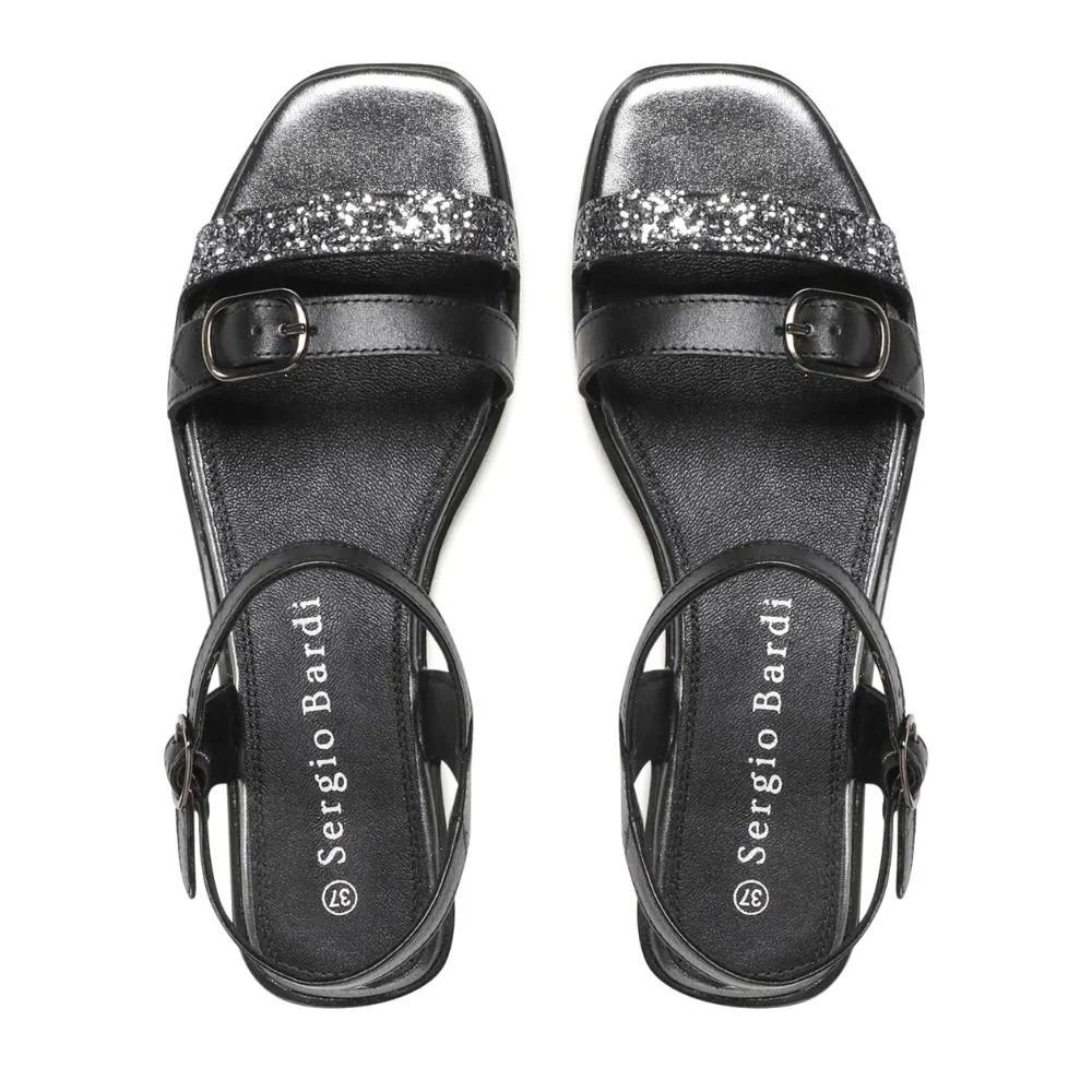 Женские черные кожаные босоножки Sergio Bardi WI16-MENA-09SB Black 5574