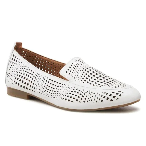 Женские белые кожаные туфли мокасины с перфорацией Lasocki RST-KAJA-16 White 5580