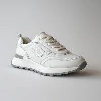 Women's white leather sneakers Lonza 185636 5583 with genuine leather