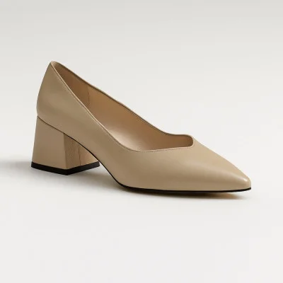 Women's beige leather pumps Kaniowski k-0324-1-0306-0928 5585