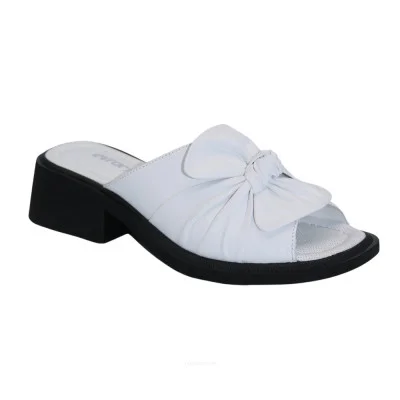 Женские кожаные белые элегантные шлёпки сабо Evromoda 289 r833 02 t 005 syh 5604