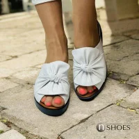 Жіночі шкіряні білі елегантні шльопки сабо Evromoda 289 r833 02 t 005 syh 5604