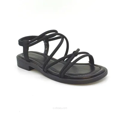 Женские черные кожаные босоножки с ремешками на платформе Lonza 184923 55-15 black 5622