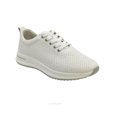Women's white leather light moccasins with perforation Lonza 184365 a08-la23-91-1 white 5627