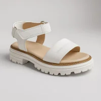 Women's white leather sandals Simen 7073a bialy 5638