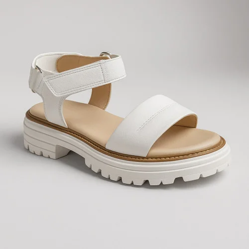 Women's white leather sandals Simen 7073a bialy 5638