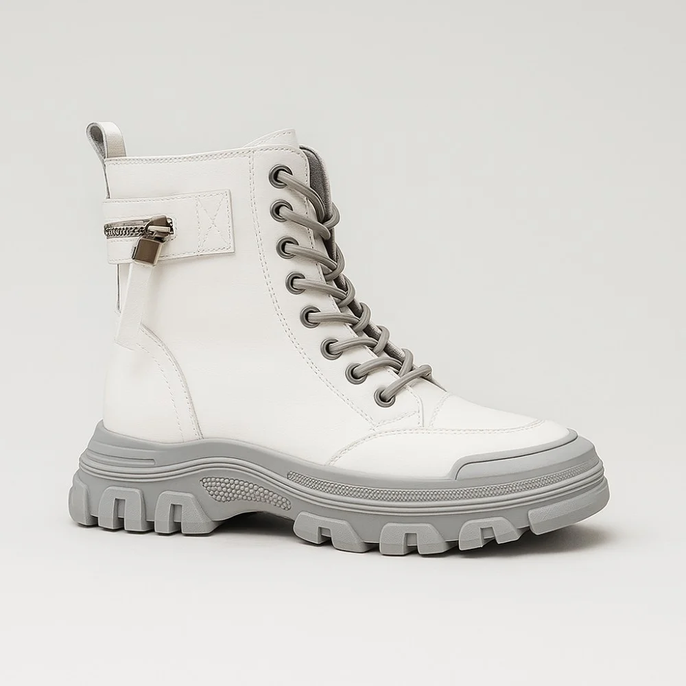 Женские светлые зимние ботинки ALLSY Lonza из натуральной кожи модель 5689