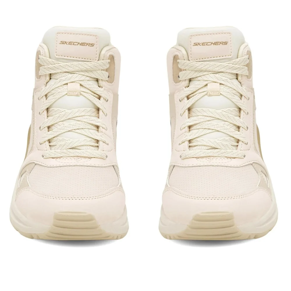 Женские бежевые кожаные ботинки Skechers (США) модель 5705