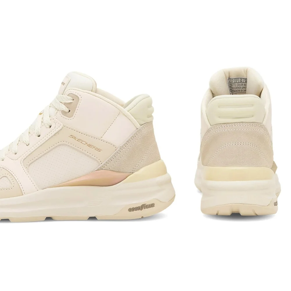 Женские бежевые кожаные ботинки Skechers (США) модель 5705