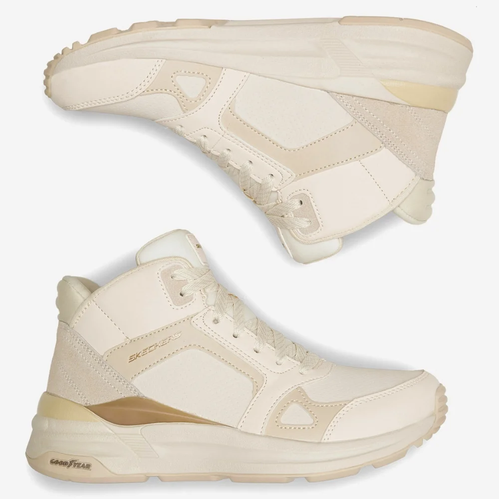 Женские бежевые кожаные ботинки Skechers (США) модель 5705