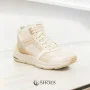 Женские бежевые кожаные ботинки Skechers (США) модель 5705