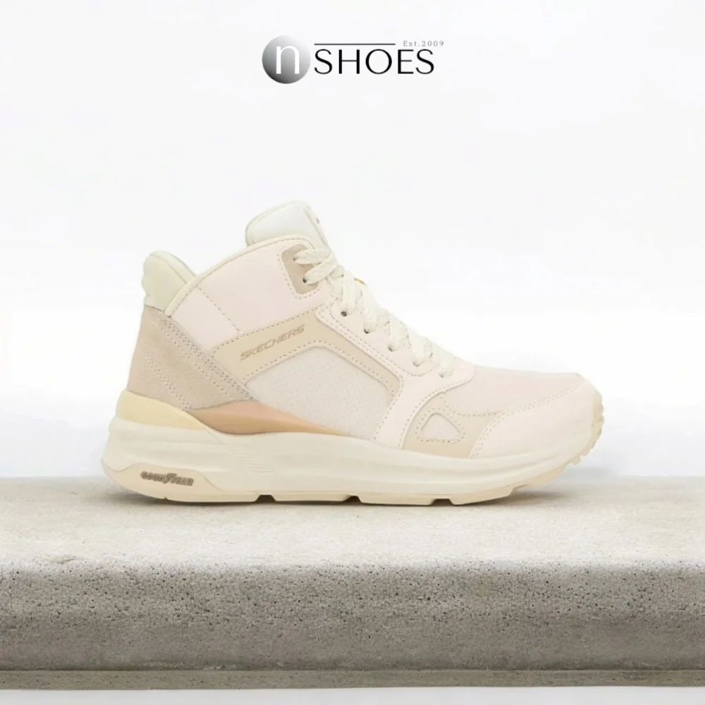 Женские бежевые кожаные ботинки Skechers (США) модель 5705