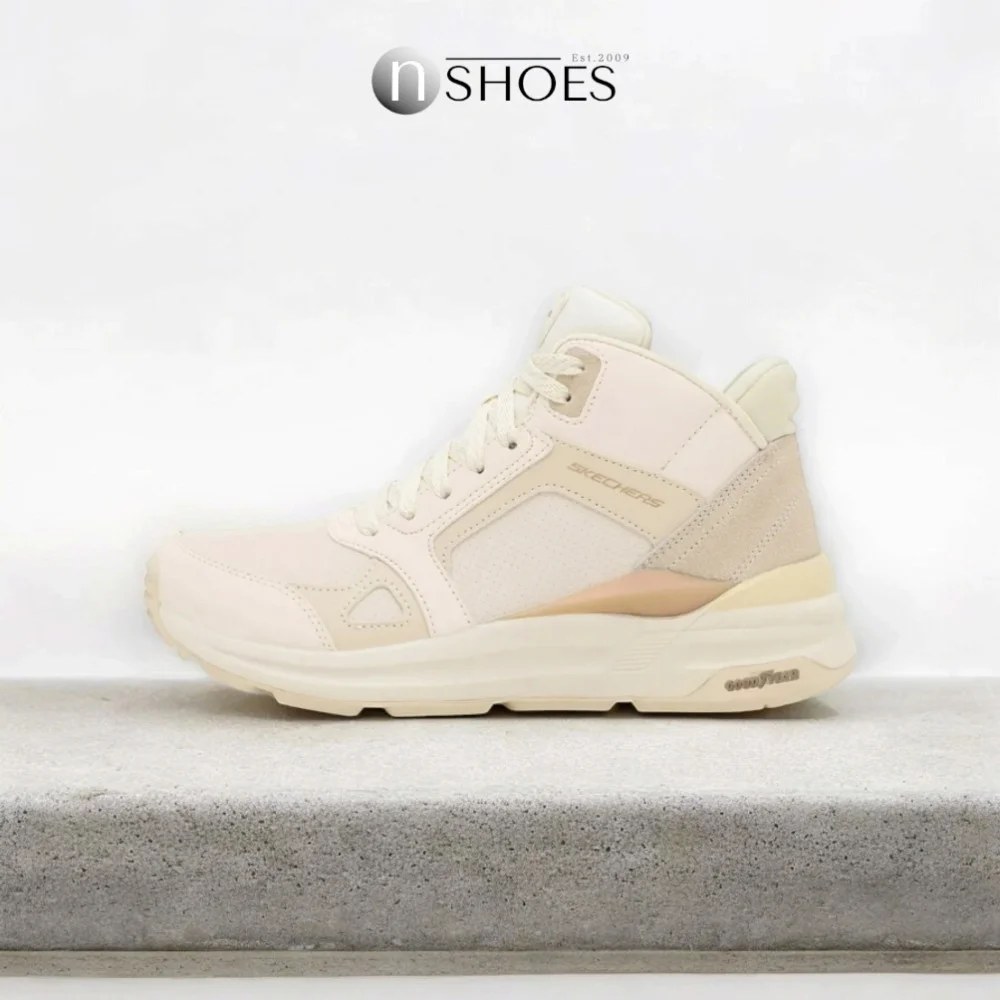 Женские бежевые кожаные ботинки Skechers (США) модель 5705