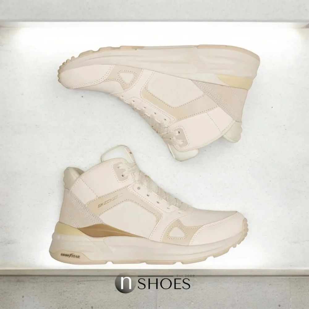 Женские бежевые кожаные ботинки Skechers (США) модель 5705
