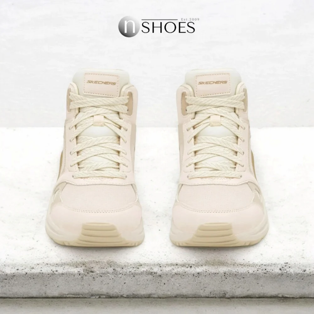 Женские бежевые кожаные ботинки Skechers (США) модель 5705