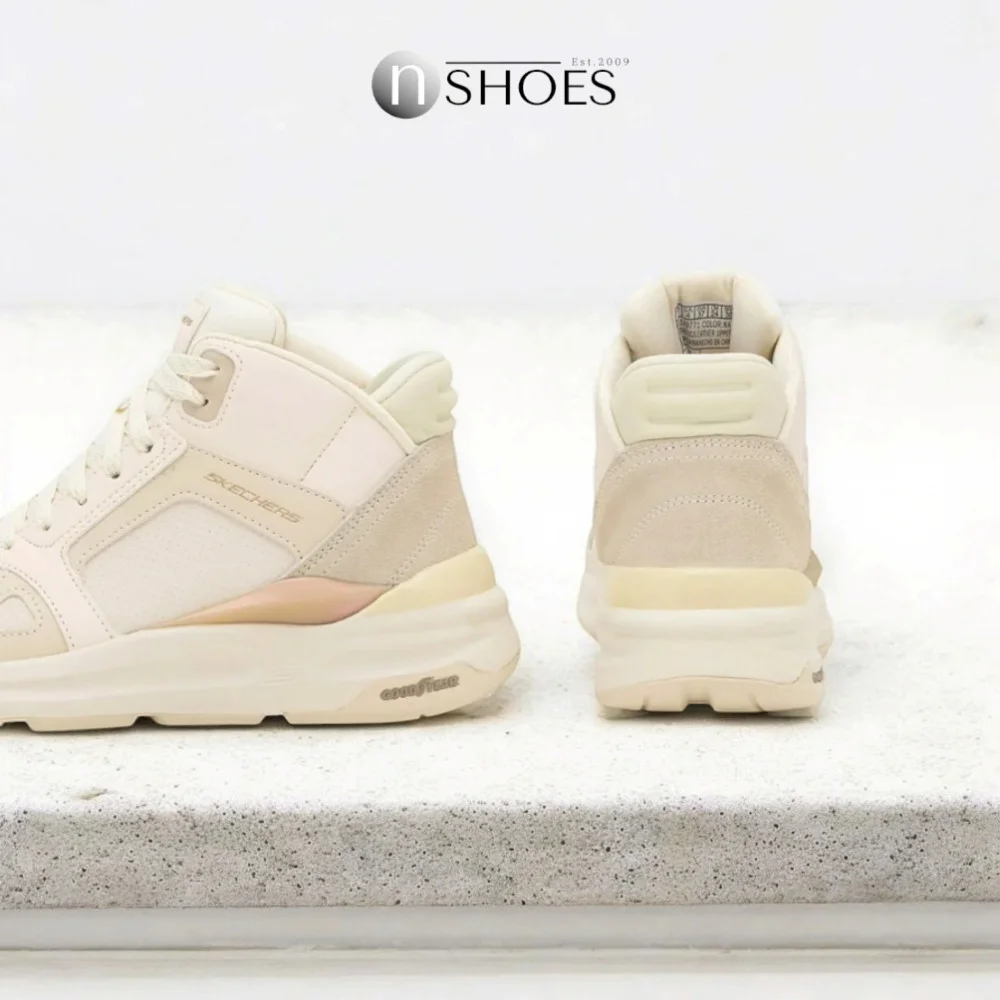 Женские бежевые кожаные ботинки Skechers (США) модель 5705