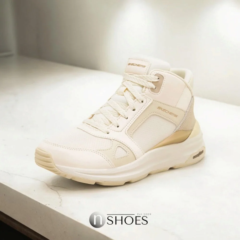 Женские бежевые кожаные ботинки Skechers (США) модель 5705