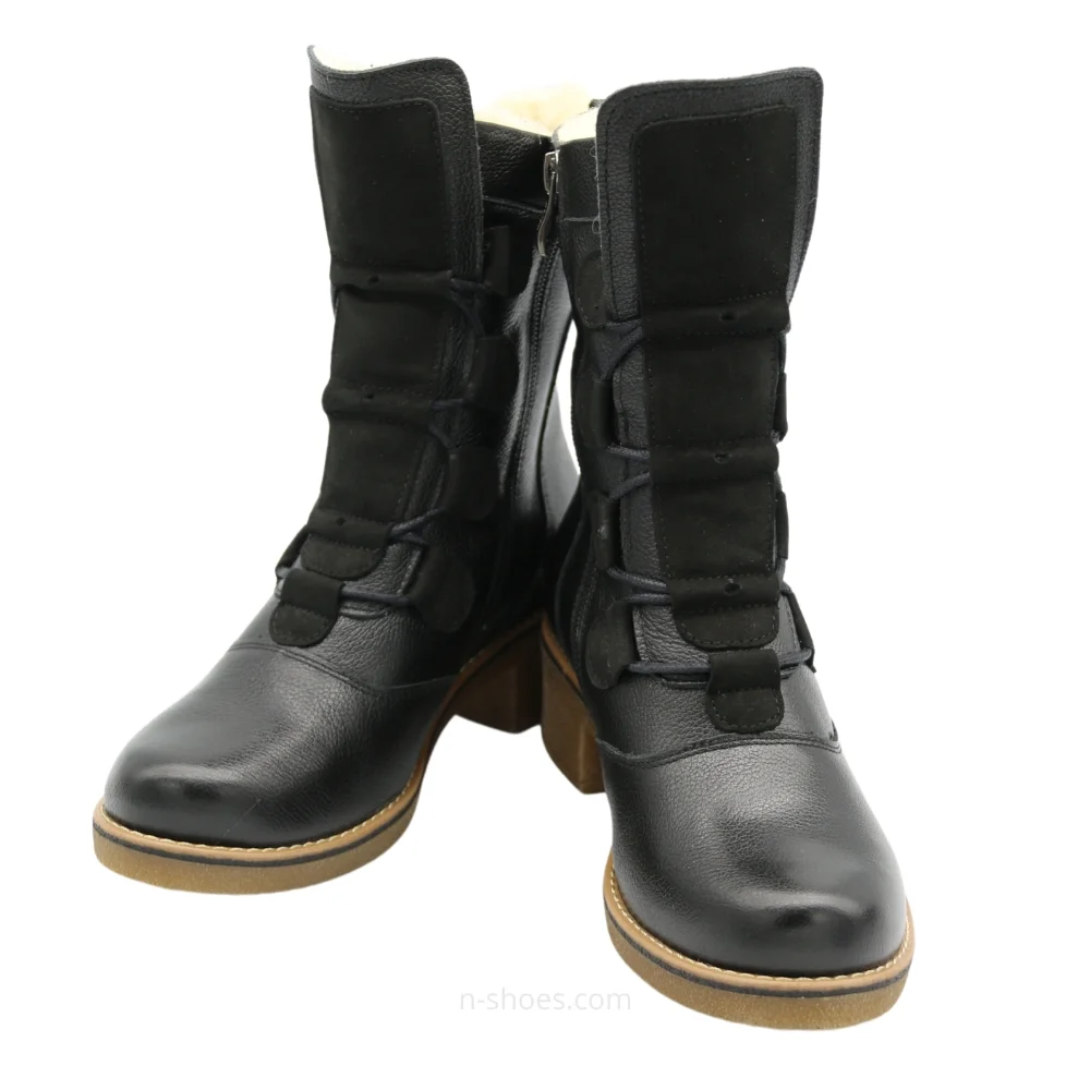 Women’s Black Winter Heeled Boots Fabiani Best But 317 czarny 5709