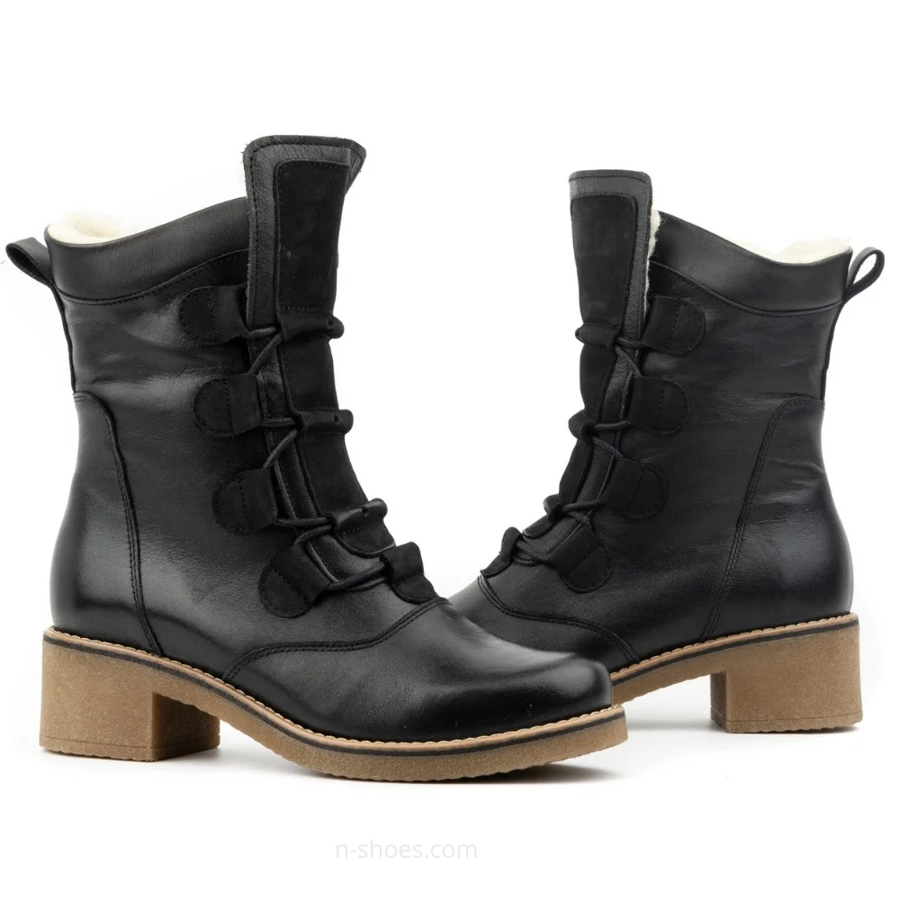 Women’s Black Winter Heeled Boots Fabiani Best But 317 czarny 5709