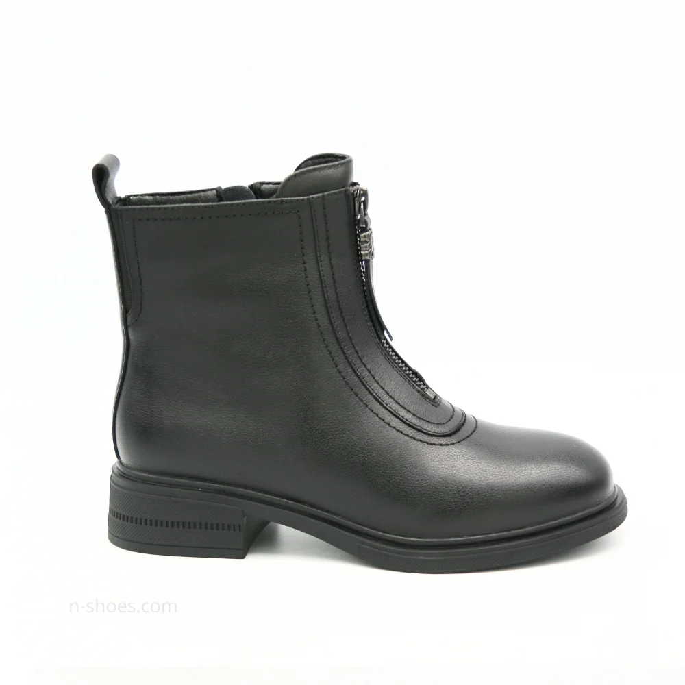 Women’s Black Leather Mid-Season Boots Anna Lucci 190873 dx793-9a black 5714